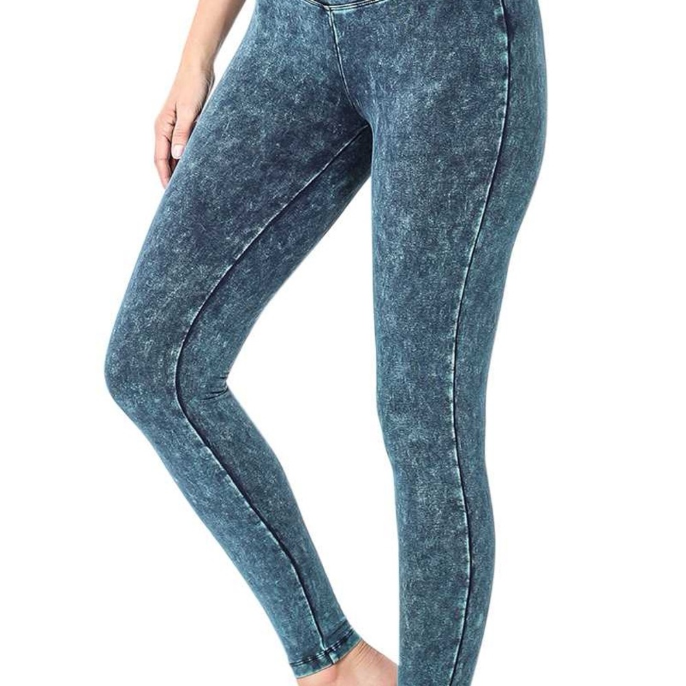 MINERAL  WASHED  WIDE  WAISTBAND LEGGINGS